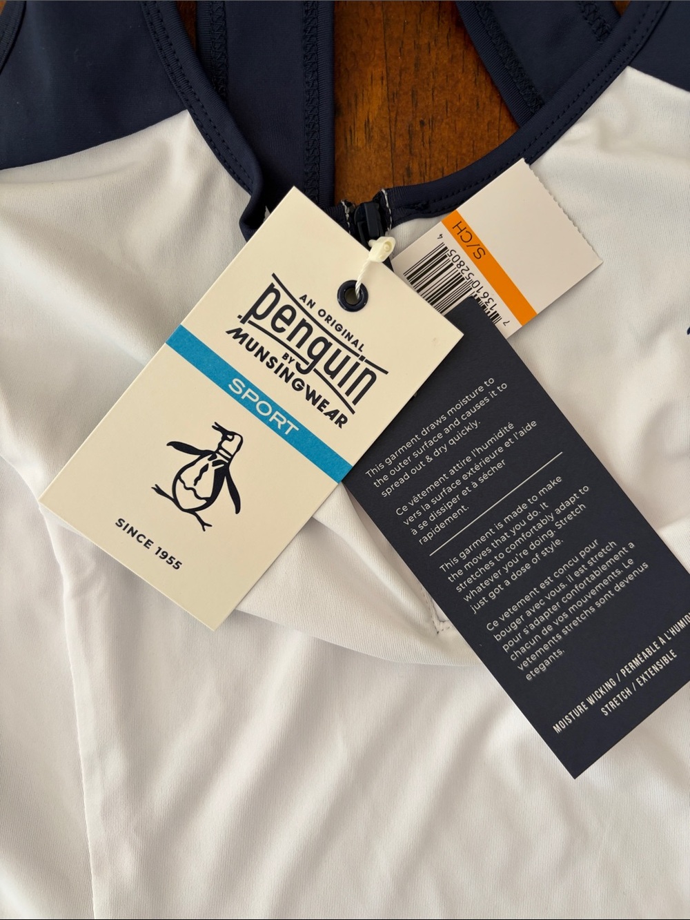 Original Penguin White & Navy Racerback Performance Tank - Picture 2 of 4